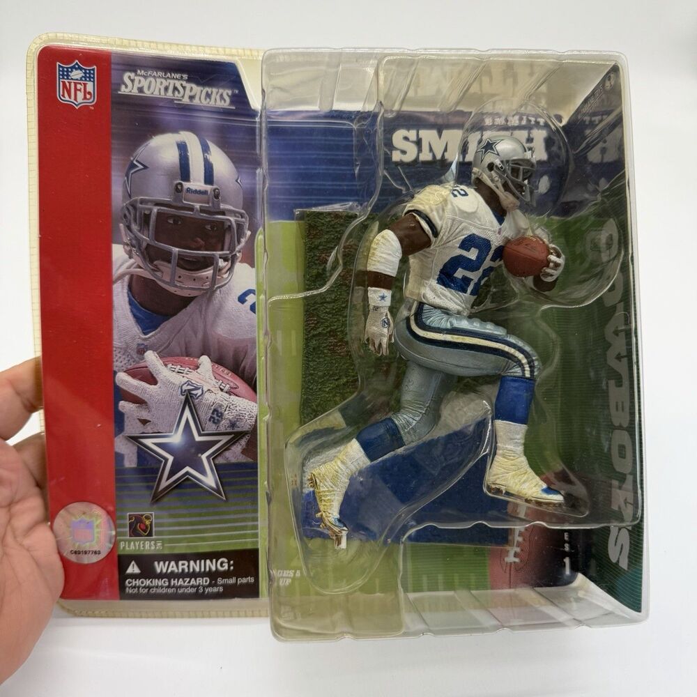 2001 McFarlane NFL Series 1 Emmitt Smith Dallas Cowboys WHITE JERSEY Chase BOXED